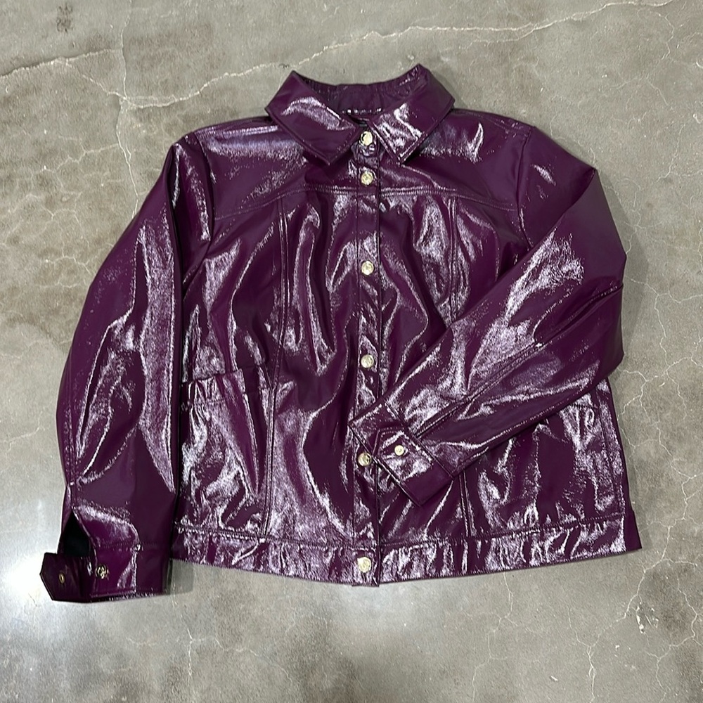 Plus size pleather purple jacket